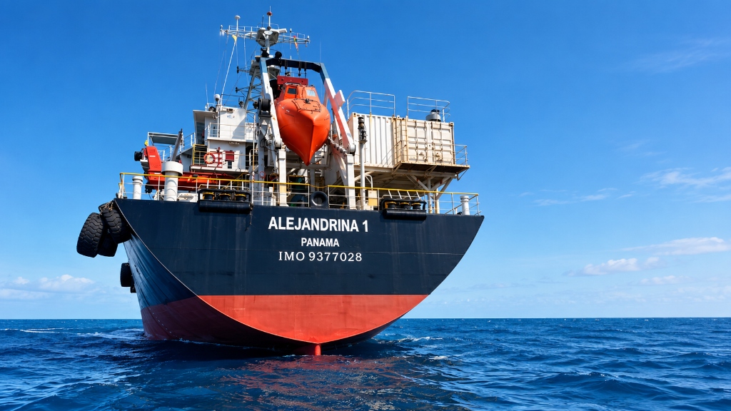 Stern of Alejandrina 1 vessel at sea